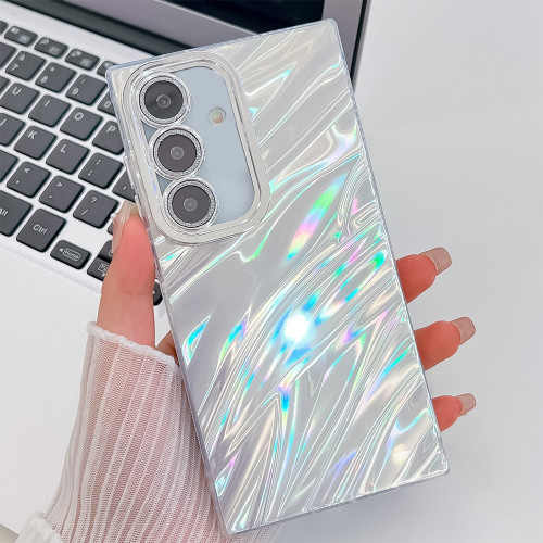 Samsung Galaxy A16 5G Plating Glitter Texture TPU Phone Case with Lens Film - White Water Ripples